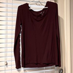 LOFT Burgundy Scoop Neck Top